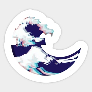 Glitched Great Wave Emoji Sticker